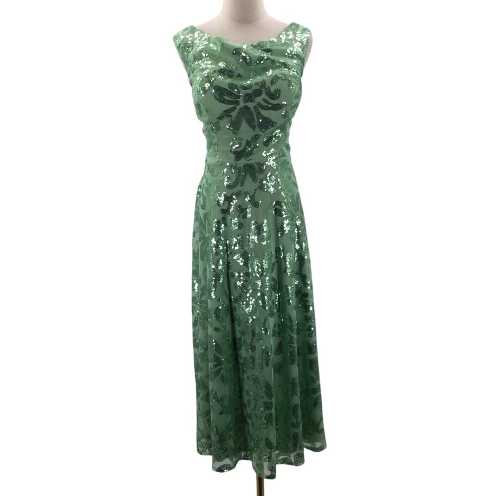 Green Sequin Midi Dress - Elegant Women’s Evening Dress